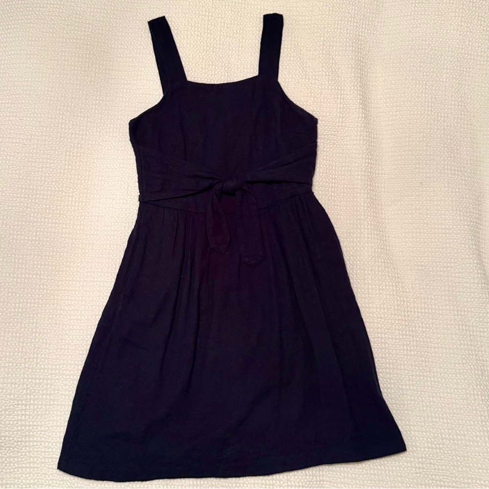 LOFT | Navy Blue Sun Dress with front tie design | size 2